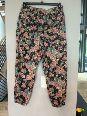Anthropologie Floral Jogger Pants - Brown Pink & Teal
